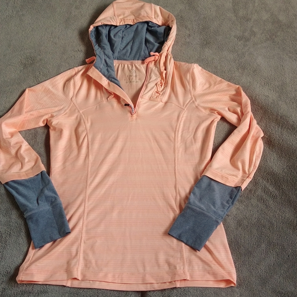 Salmon pink, Orange pink frilled hoodie M